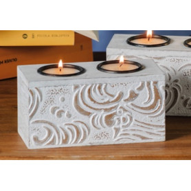 PORTA TEA LIGHT 2PZ MDF CM.13X6 H.7